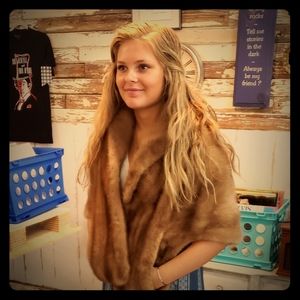 Classic, Vintage, 1950s Mink Stole, Cape, pockets